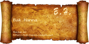 Bak Hanna névjegykártya